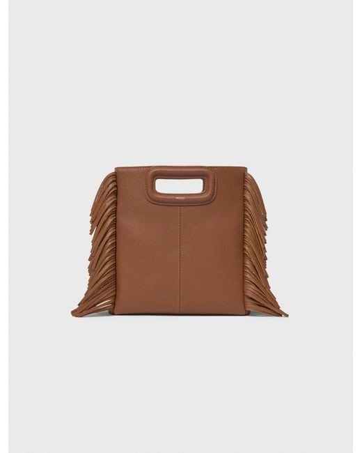 Maje Brown Grained Leather M Bag