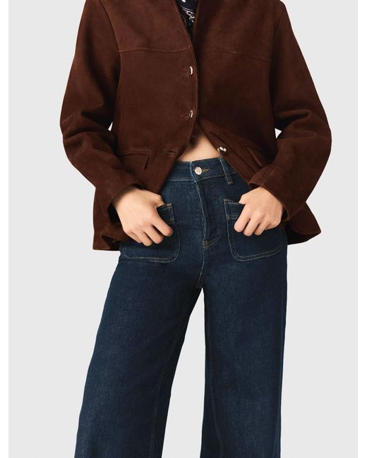 Maje Blue Wide Jeans With Patch Pockets