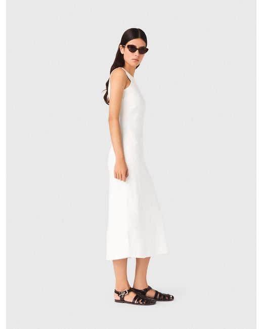 Maje White Beaded Embroidered Floral Dress