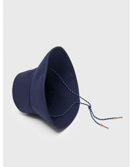 Maje Blue Cotton Floppy Hat With Cord