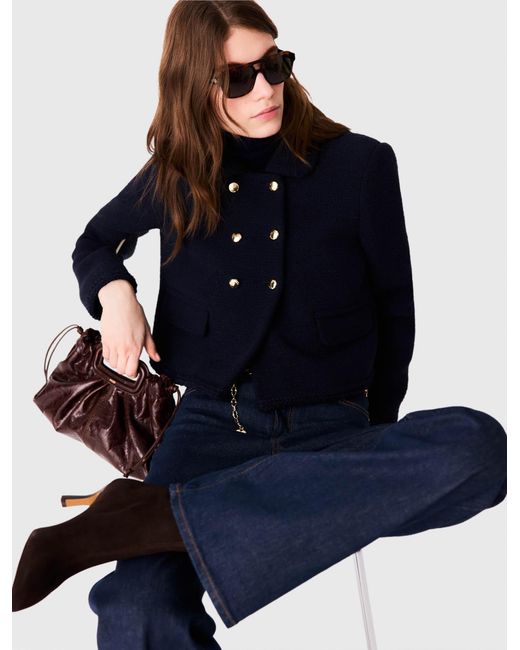 Maje Blue Short Tweed Jacket