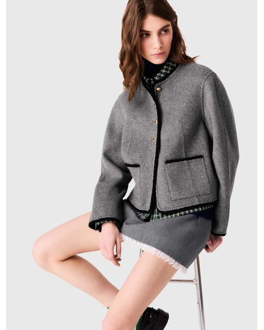 Maje Black Short Double-Faced Coat