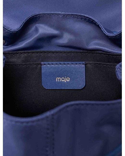 Maje Blue Mini Leather And Nylon Backpack