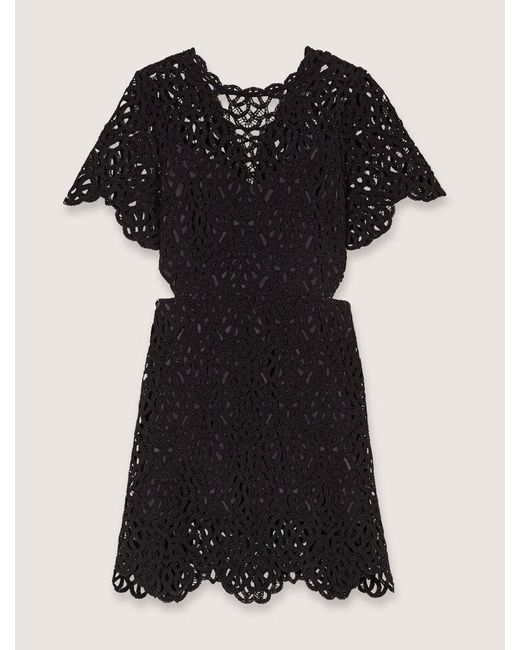 Maje Black Kurzes Gehäkeltes Kleid