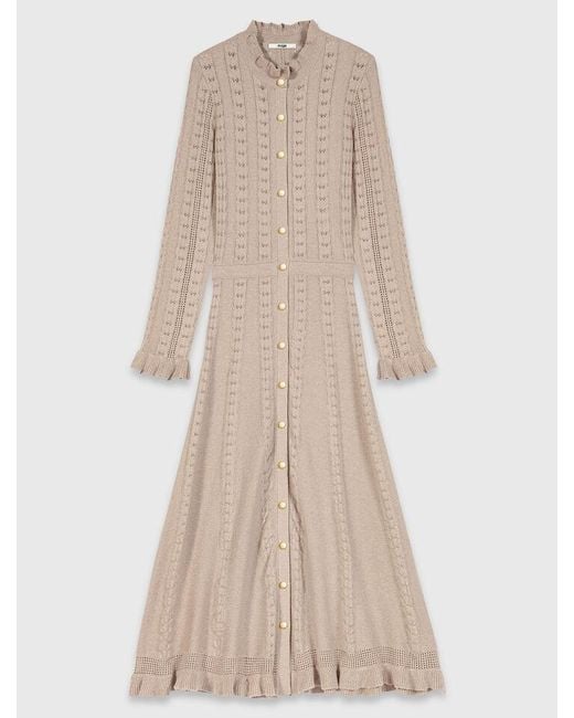 Maje Natural Textured Knit Maxi Dress