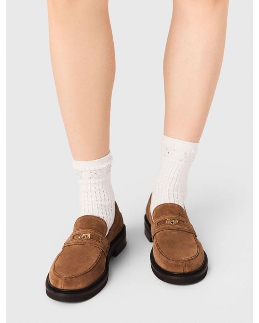 Maje White Suede Loafers