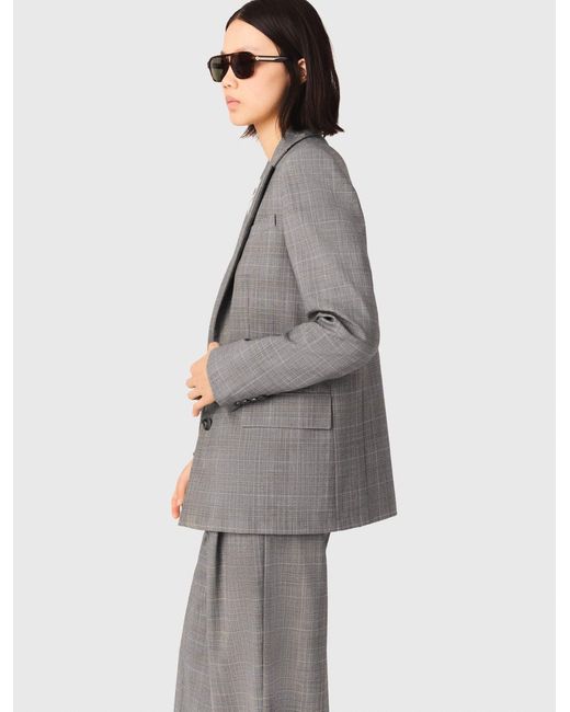 Maje White Checked Suit Jacket