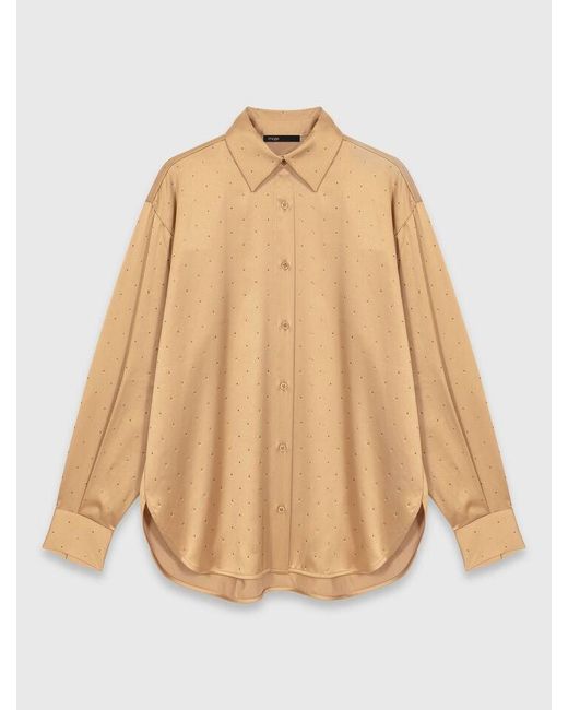 Maje Natural Rhinestone Satin Shirt