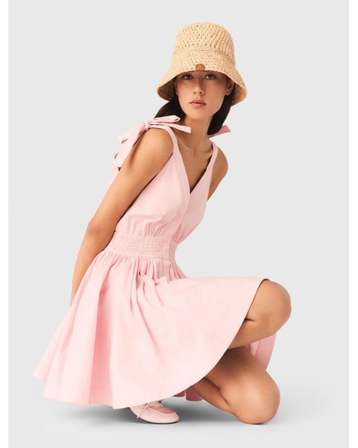 Maje Pink Short Flared Cotton Dress