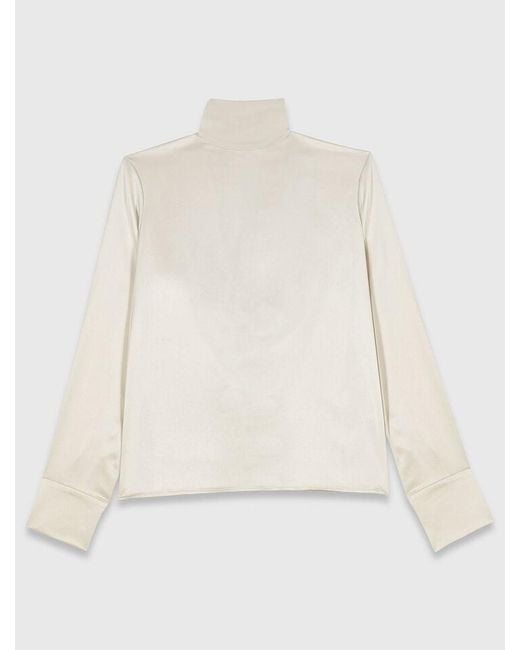 Maje Blue Satin Blouse With Draped Back