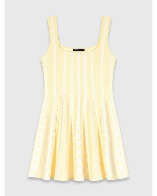 Maje White Jacquard Knit Short Dress