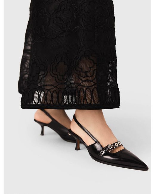 Maje White Leather Pumps With Eyelet Strap