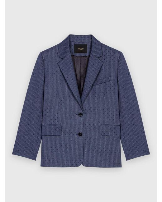 Veste De Tailleur À Strass Maje en coloris Blue