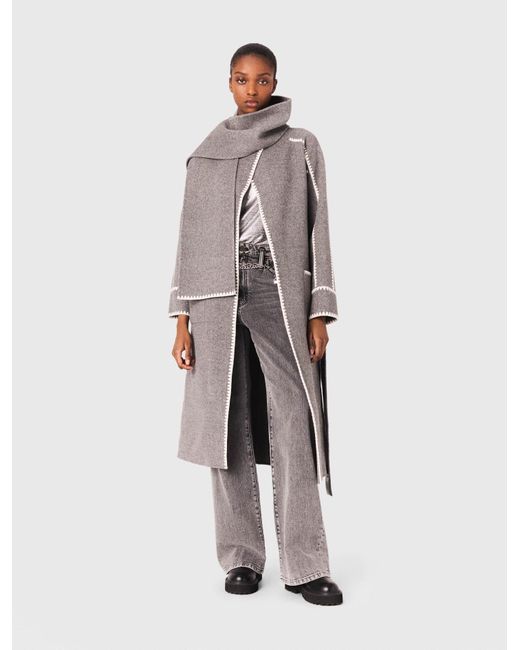 Maje White Long Double-Faced Coat