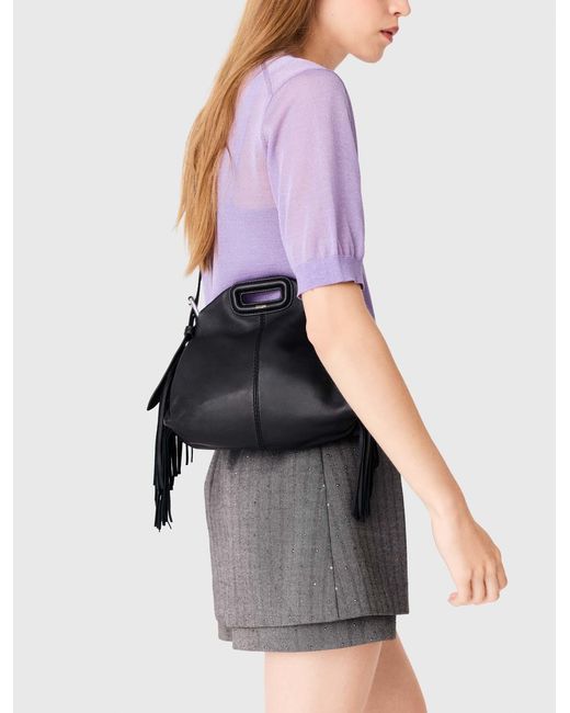 Maje Black Miss M Leather Shoulder Bag