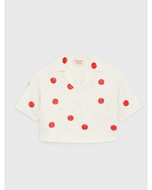 Maje White Embroidered Linen And Silk Shirt