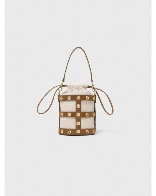 Maje Metallic Suede Miss M Bucket Bag