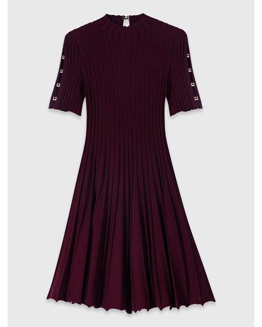Maje Red High-Neck Short Skater Dress
