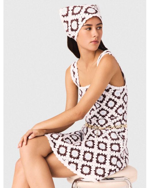 Maje White Floral Crochet Dress