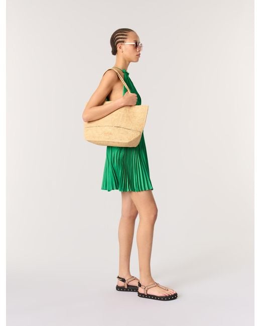 Maje Green Short Pleated Backless Dress