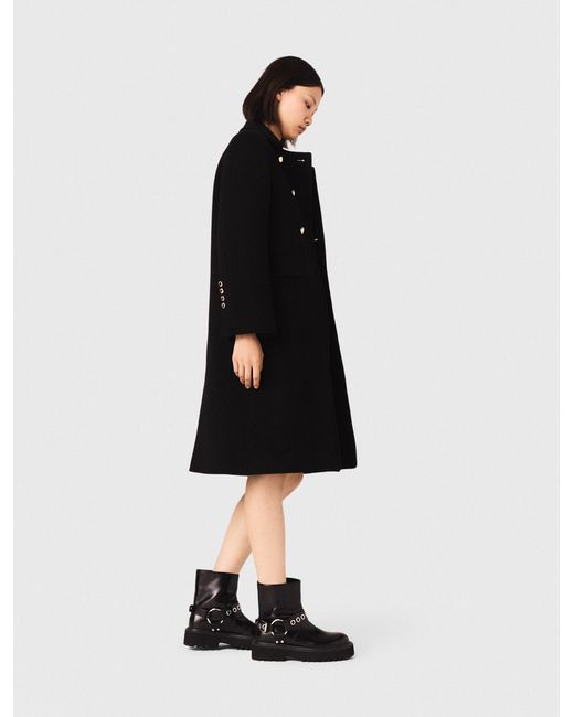 Maje Black Long Wool Blend Coat
