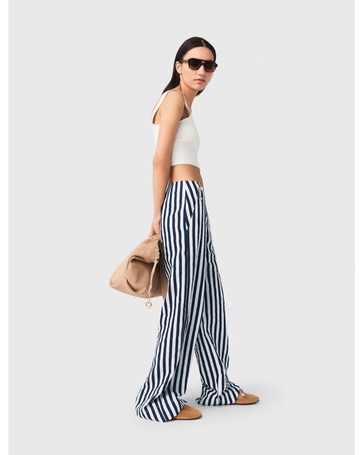 Maje Blue Linen Blend Sailor Trousers