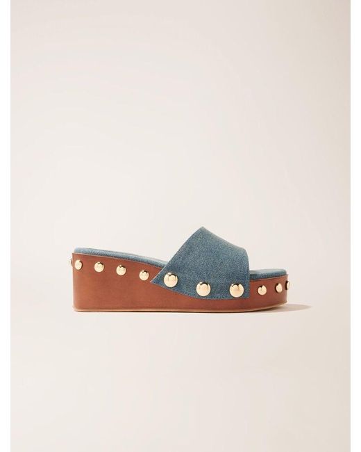 Mules Compensées En Denim À Studs Maje en coloris Multicolor
