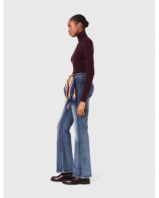 Jean Bootcut À Poches Zippées Maje en coloris Blue