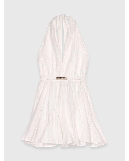 Maje White Short Embroidered Backless Dress