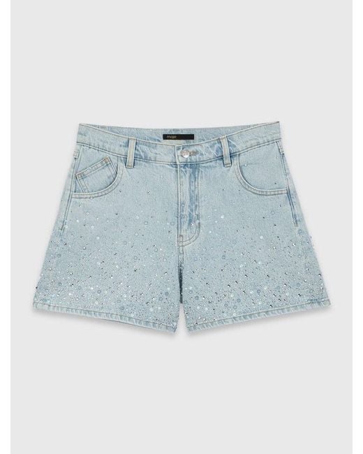 Maje White Rhinestone Shorts