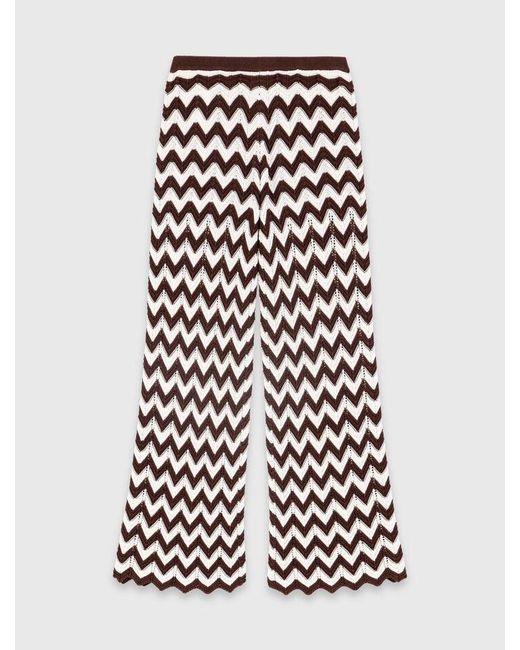 Maje White Zigzag Crochet Trousers