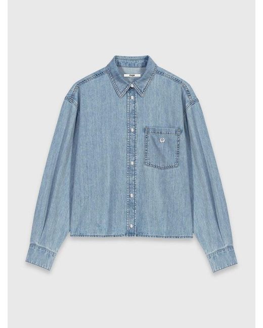 Maje Blue Denim Shirt With Logo