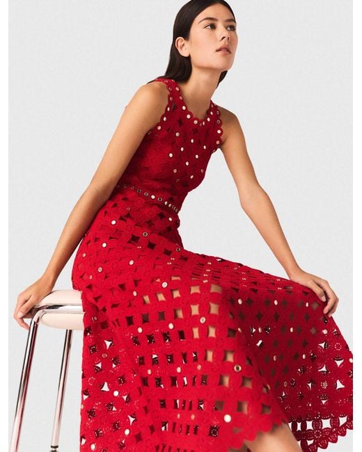 Maje Mirrored Crochet Dress