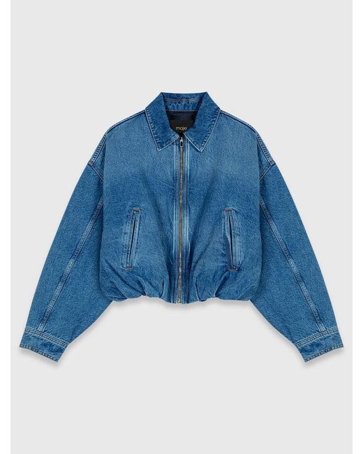 Maje Blue Denim Bomber Jacket