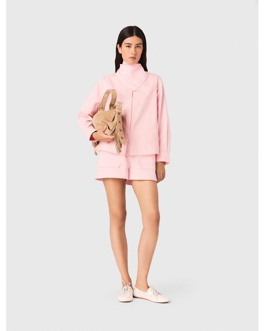 Maje Pink Shirt With Removable Scarf