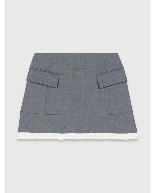 Maje Blue A-Line Poplin Skirt With Band