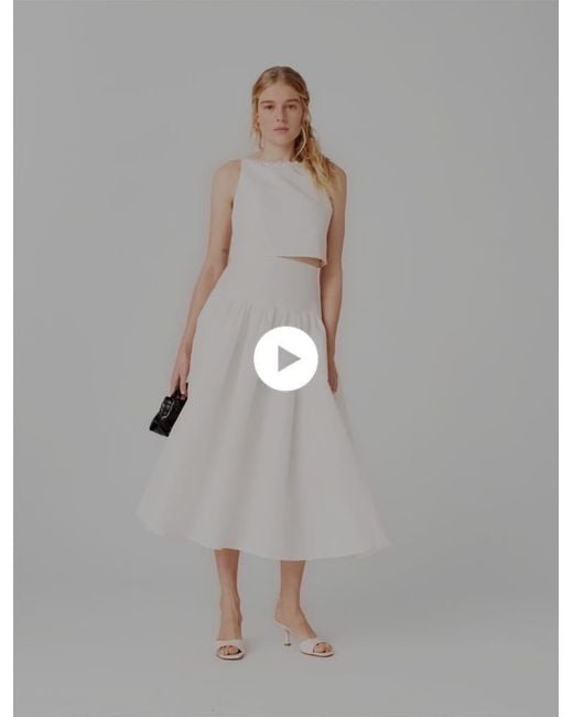 Maje White Jewelled Collar Taffeta Crop Top