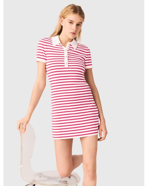 Maje Pink Striped Polo Dress