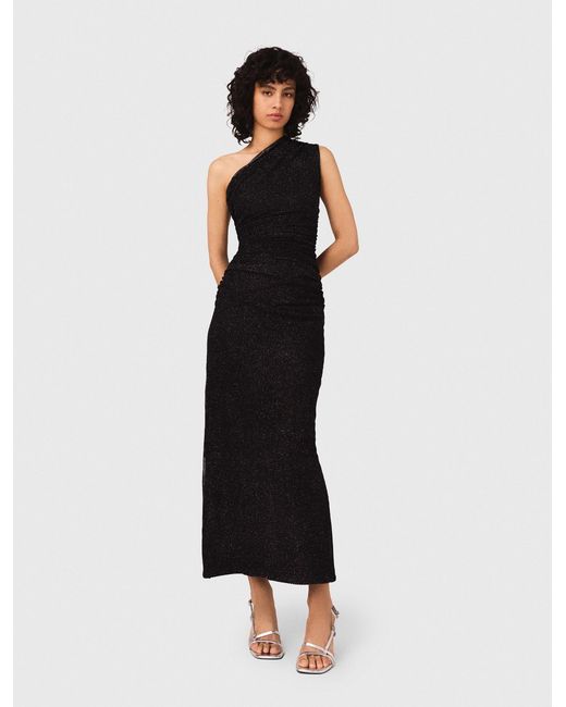 Maje Black Asymmetric Rhinestone Knit Dress