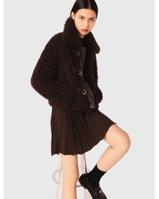 Maje Black Short Curly Coat