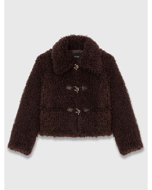 Maje Black Short Curly Coat