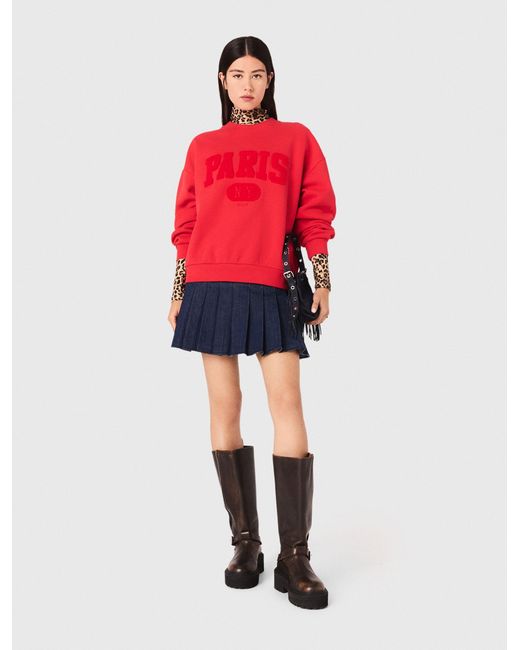 Maje Red Paris New York Lettering Sweatshirt
