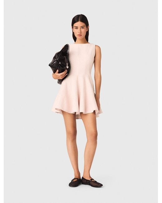 Maje White Short Flared Tweed Dress
