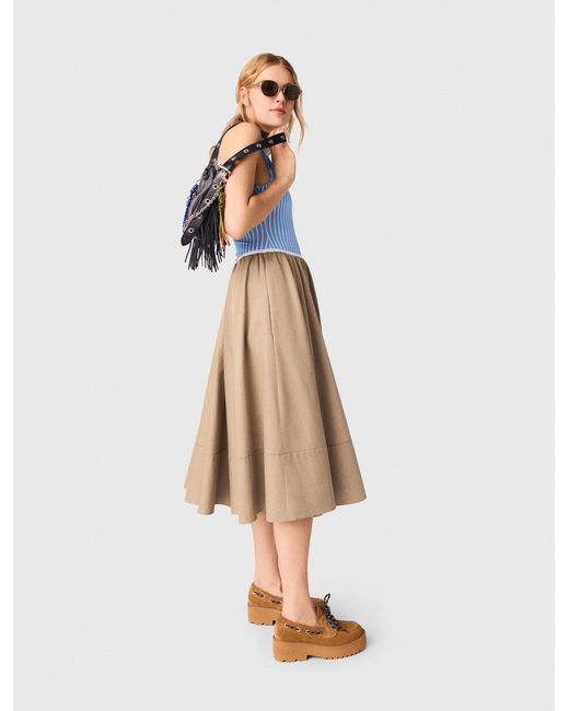 Maje White Mid-Length Cotton Skirt