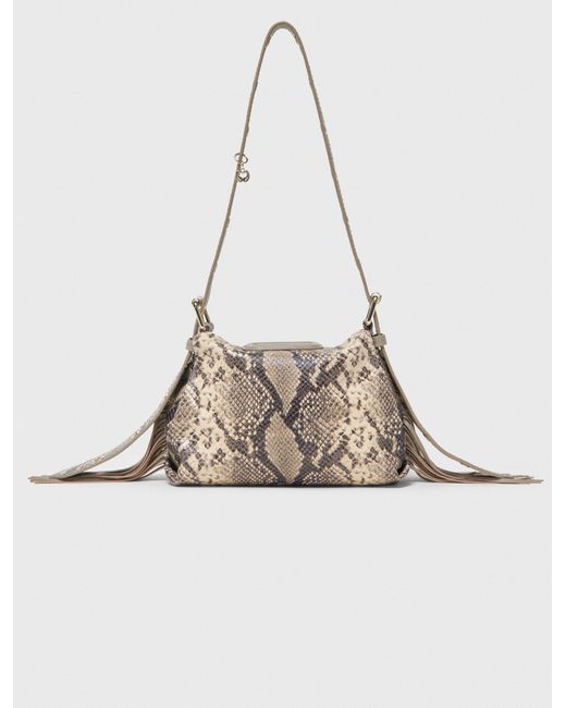 Maje White Python-Embossed Miss M Mini Bag