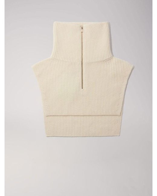 Maje Natural Cashmere/Wool Zip-Up Neck Warmer