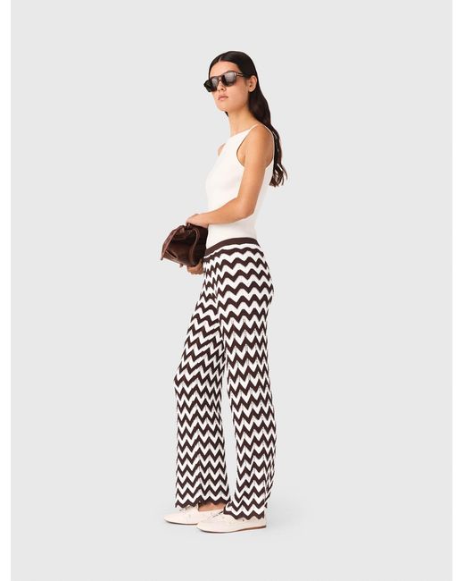 Maje White Zigzag Crochet Trousers