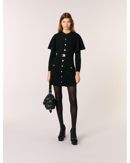 Maje Black 2-In-1 Knit Dress & Removable Cape