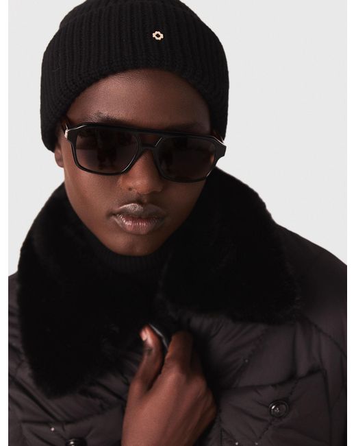 Maje Black Reversible Sequin Puffer Jacket