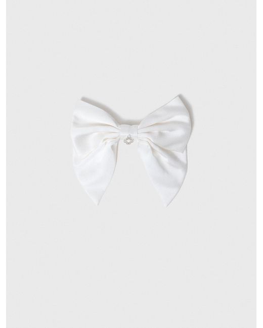 Maje White Satin-Effect Bow Barrette